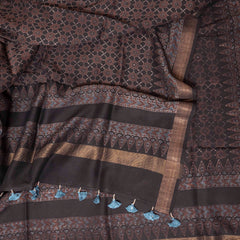 Hand Block Ajrakh Mangal Giri Cotton Silk Dupatta