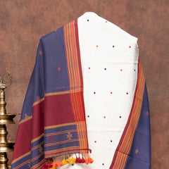 Handloom Kala Cotton Multicolour Mirror Kurta Fabric, Handloom Kala Cotton Bottom Fabric & Handloom Cotton Kutchi Weave Dupatta