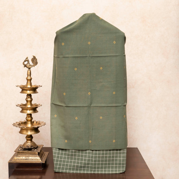 Handloom Handwoven Kala Cotton Kurta Fabric, Handloom Kala Cotton Bottom Fabric With Checks & Handloom Tussar Stole With Kutchi Weave