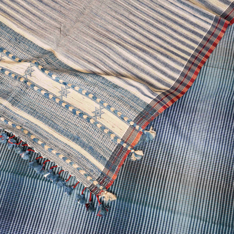 Hand Cotton Bhujodi Weave Kurta, Bottom Fabric & Handloom Cotton Kutchi Weave Stole