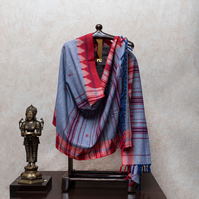 Pure Handloom Ikkat Kurta Fabric With Handloom Cotton Kotpad Dupatta