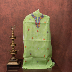 Kashmiri Hand Embroidered Kurta On Kota Fabric & Dupatta