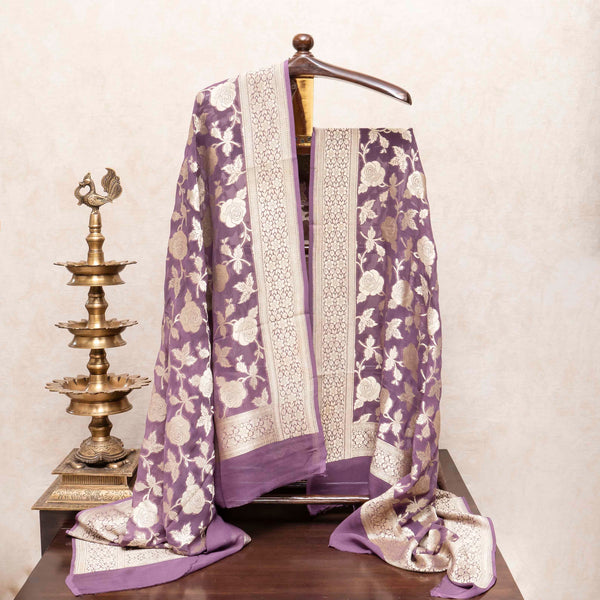 Handloom Cotton Silk Suit Fabric With Banarasi Silk Georgette Dupatta