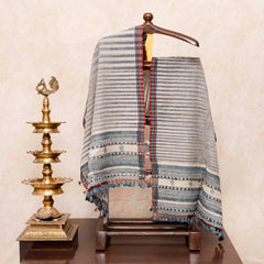 Hand Cotton Bhujodi Weave Kurta, Bottom Fabric & Handloom Cotton Kutchi Weave Stole