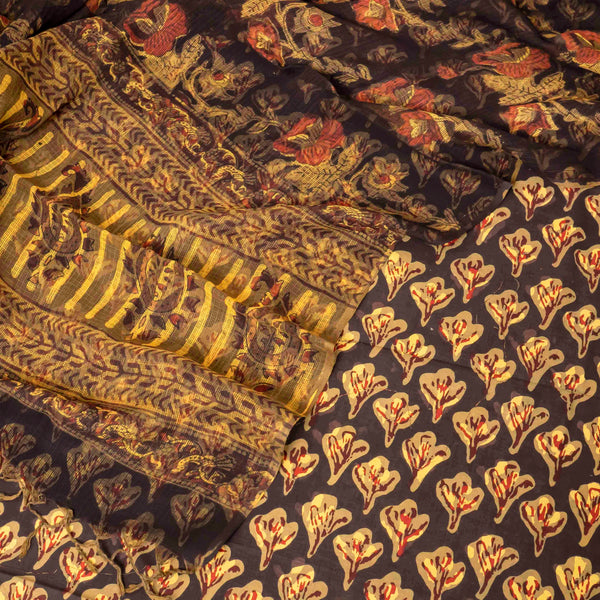 Hand Block Cotton Kurta Fabric & Hand Block Cotton Kota Doria Dupatta