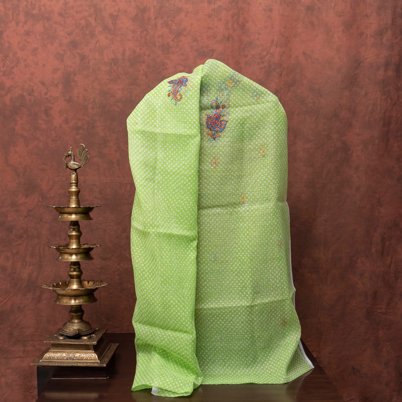 Kashmiri Hand Embroidered Kurta On Kota Fabric & Dupatta