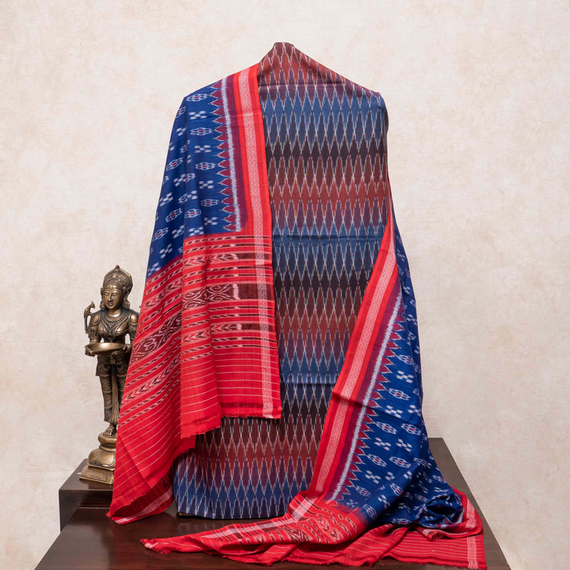 Ikkat Cotton's Laal-Neela Vastra