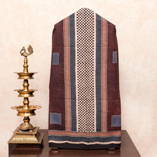 Cotton Kurta Fabric With Ajrakh Hand Block & Cotton Stole With Ajrakh Hand Block