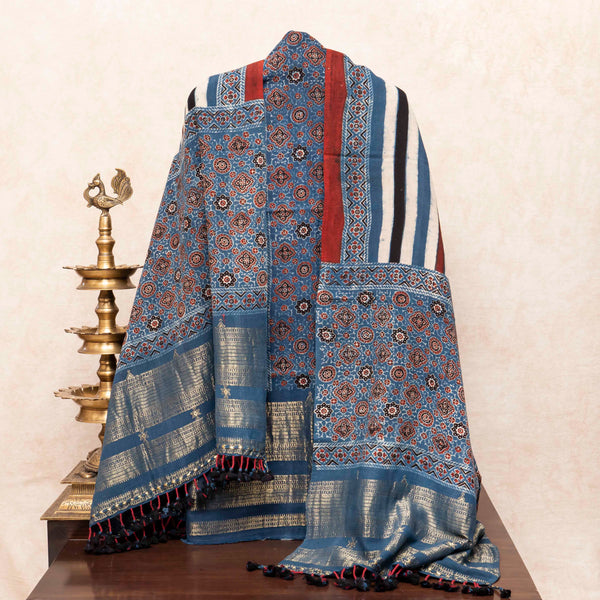 Handloom Kala Cotton Ajrakh Hand Block Kurta & Dupatta Fabric