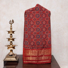 Handloom Kala Cotton Ajrakh Kurta Fabric Approx & Handloom Kala Cotton Ajrakh Dupatta