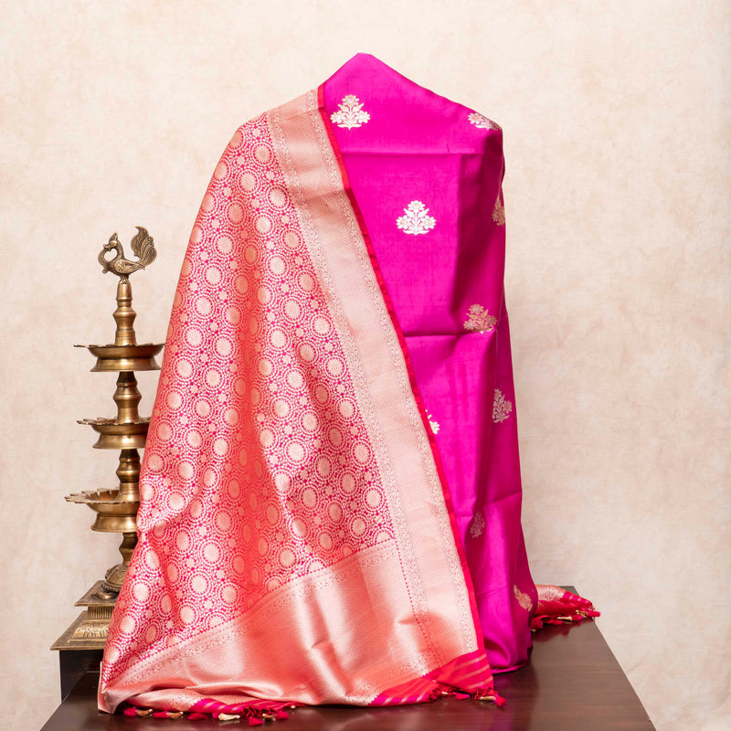 Handloom Handwoven Katan Silk Kurta - Bottom Fabric With Kadwa Weave & Handloom Katan Silk Banarsi Dupatta