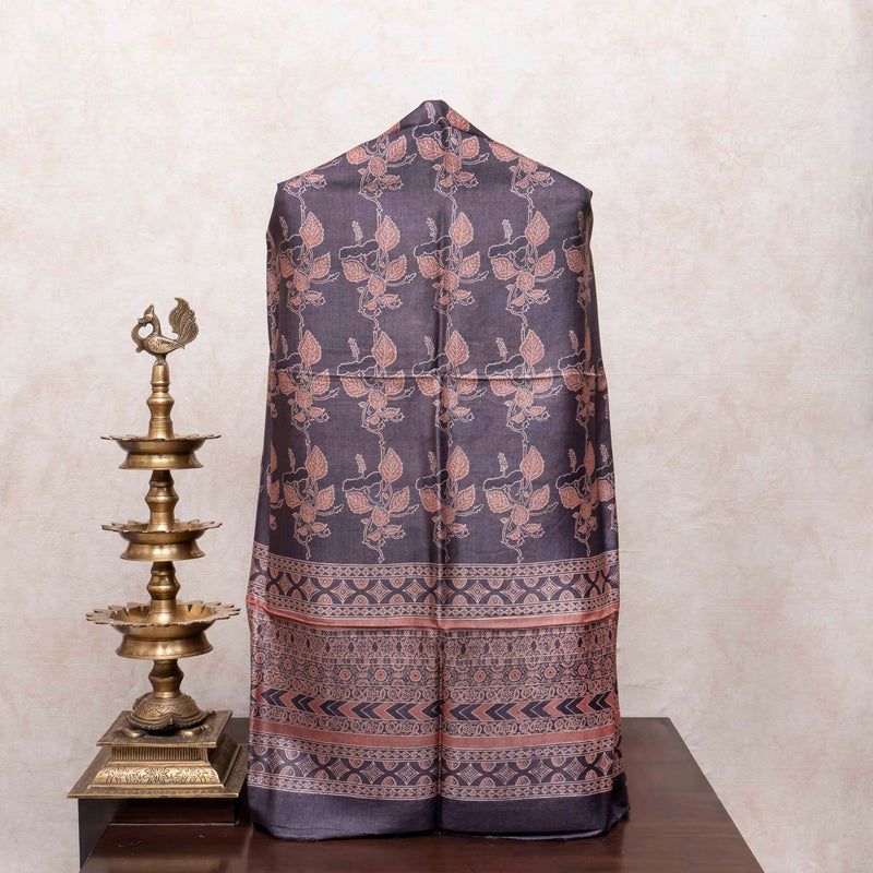 Ajrakh Handloom Pure Tussar Silk Kurta & Dupatta Set