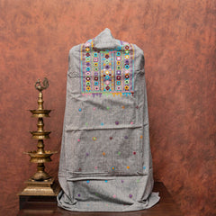 Handloom Cotton Gray Lambani Suit - Kurta & Bottom 5 Meters