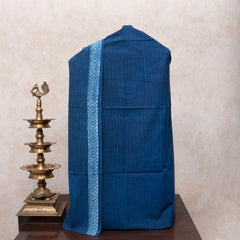 Indigo Bloom Handblock Cotton Suit with Kota Doria Dupatta