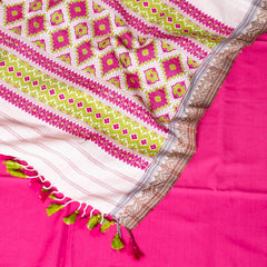 Handloom Cotton Kurta, Bottom Fabric & Handloom Cotton Dupatta With Multicolour Weave