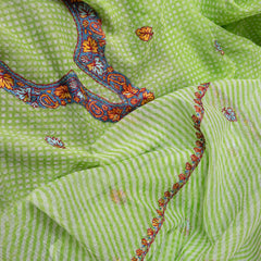 Kashmiri Hand Embroidered Kurta On Kota Fabric & Dupatta