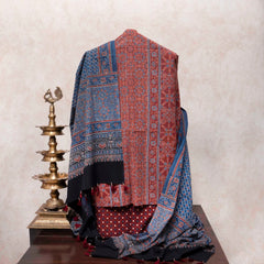 Rust Indigo Heritage Handblock Ajrakh Cotton Suit Set