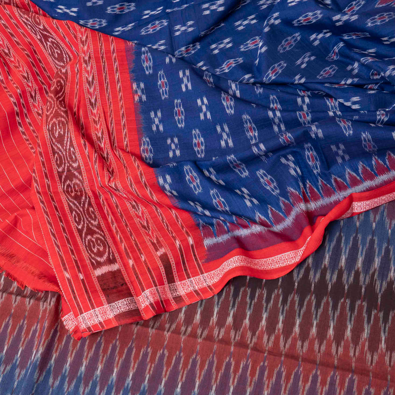 Ikkat Cotton's Laal-Neela Vastra