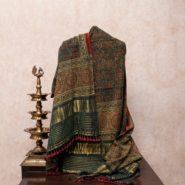 Handloom Kala Cotton Ajrakh Hand Block Print