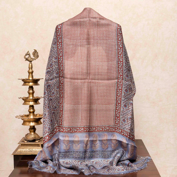 Kota Silk Kurta Fabric With Bagh Hand Block & Kota Silk Dupatta With Bagh Hand Block