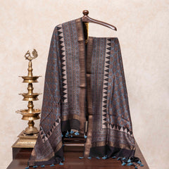 Hand Block Ajrakh Mangal Giri Cotton Silk Dupatta