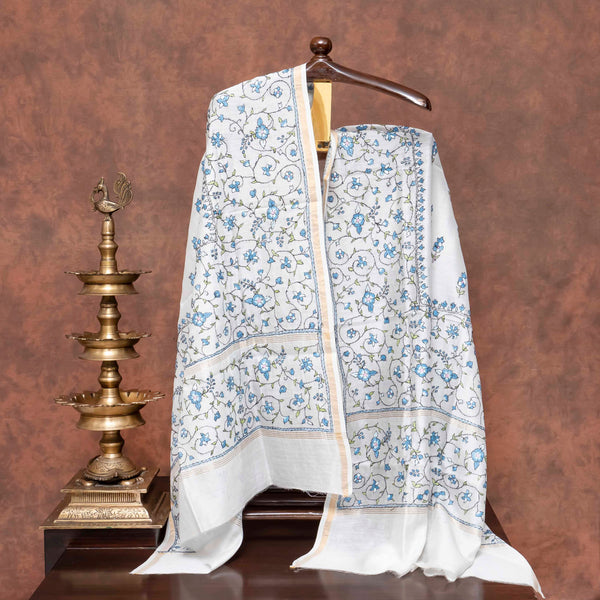 Kashmiri Hand Embroidery Chanderi Silk Dupatta