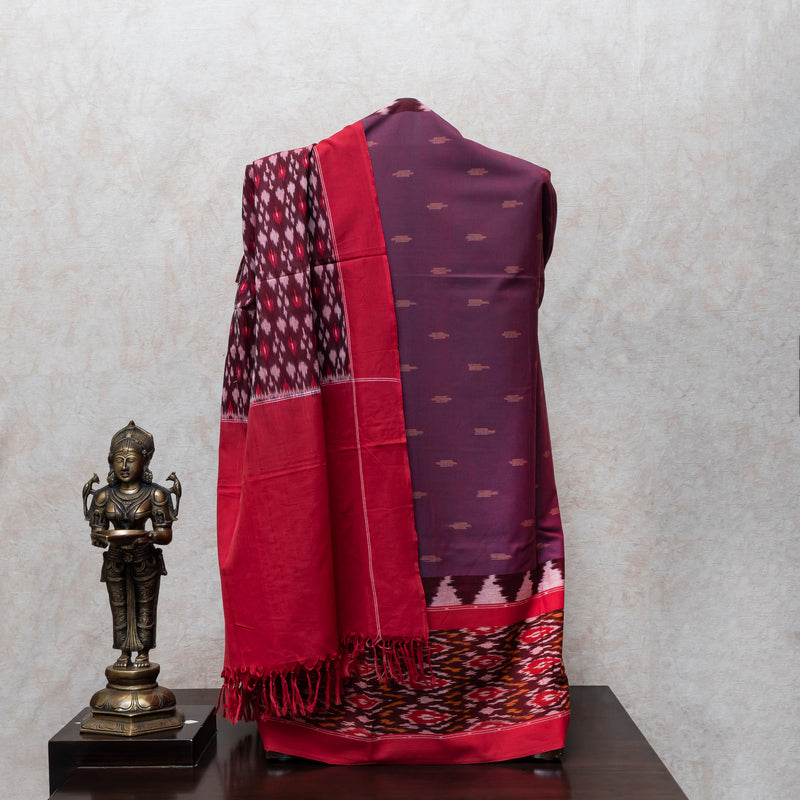 Pure Handloom Ikkat Kurta Fabric With Ikkat Dupatta