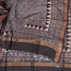 Hand Block Ajrakh Mangal Giri Cotton Silk Dupatta
