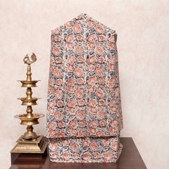 Hand Block KalamKari Kurta - Bottom Fabric With Clamp Dying Kala Cotton Dupatta