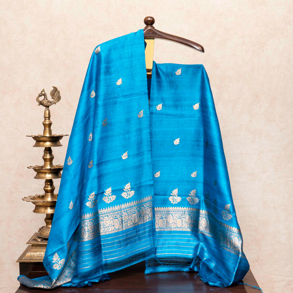 Handloom Raw Silk Kurta Fabric With Kadwa Weave, Handloom Raw Silk Bottom Fabric With Kadwa Weave & Handloom Raw Silk Dupatta With Kadwa Weave