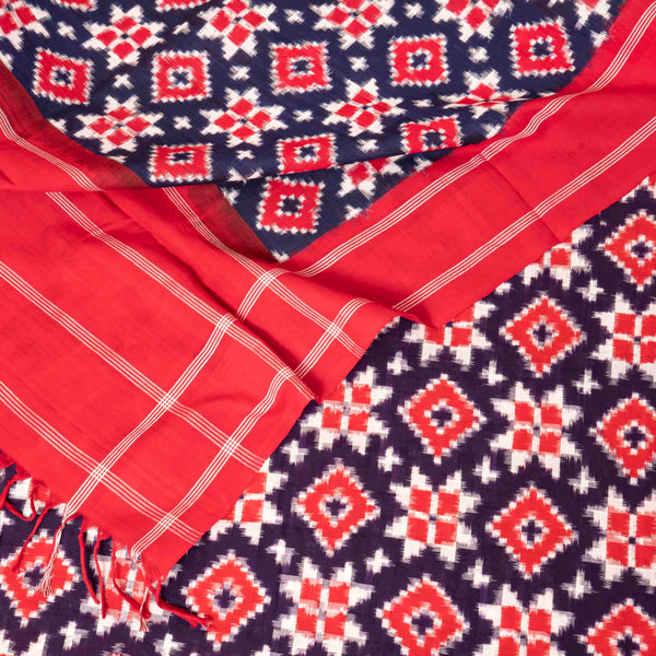 Handloom Cotton Telia Rumal Ikkat Kurta Fabric & Handloom Cotton Telia Rumal Dupatta