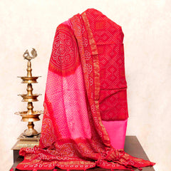 Venkatgiri Cotton Rai Bandhej Kurta Fabric, Cotton Bottom Fabric & Rai Bandhej Cotton Dupatta
