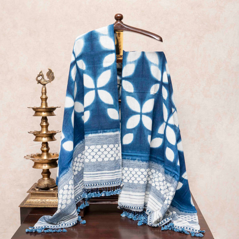 Hand Block KalamKari Kurta - Bottom Fabric With Clamp Dying Kala Cotton Dupatta