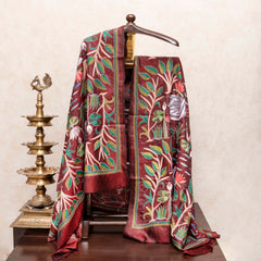 Handloom Khadi Silk Suit With Pure Silk Hand Embroidered Kantha Dupatta