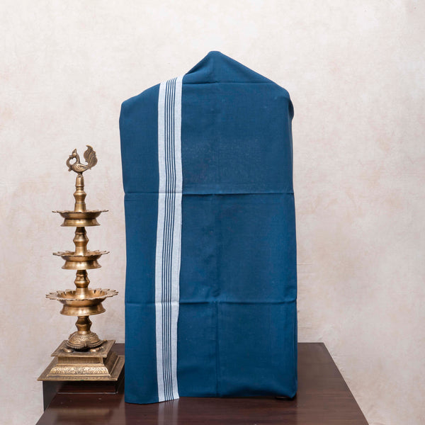 Elegant Indigo Handloom Kala Cotton Set with Mirror Work & Tassel Detailing