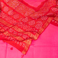 Venkatgiri Cotton Rai Bandhej Kurta Fabric, Cotton Bottom Fabric & Rai Bandhej Cotton Dupatta