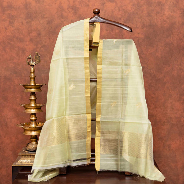 Chanderi Silk Kurta Fabric With Kashmiri Hand Embroidery & Handloom Chanderi Silk Dupatta