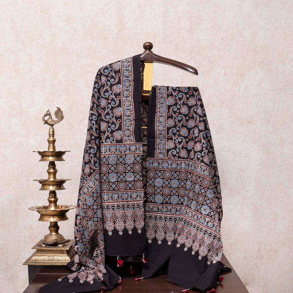 Hand Block Ajrakh Cotton Kurta & Hand Block Ajrakh Cotton Dupatta