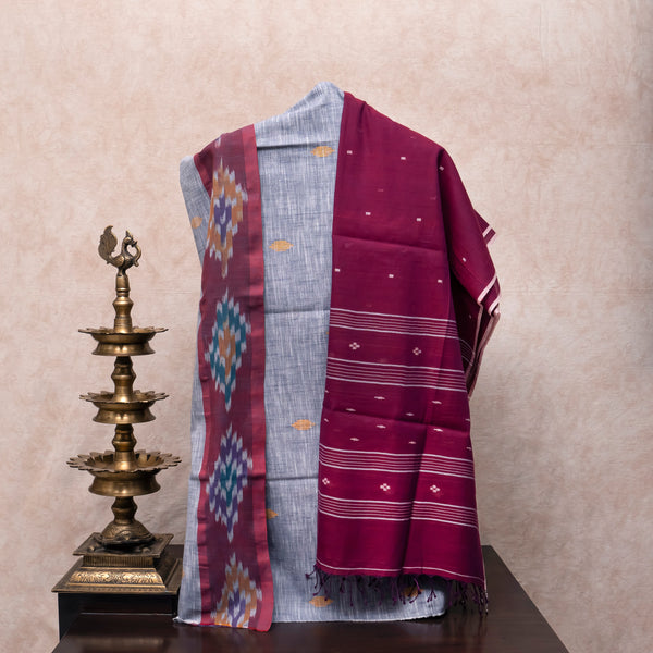 Jamdani Kurta With Ikkat Border & Handloom Jamdani Dupatta