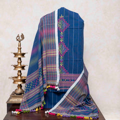 Handloom Kala Cotton Kurta Fabric With Mirror Work, Handloom Kala Cotton Bottom & Handloom Kala Cotton Designer Dupatta