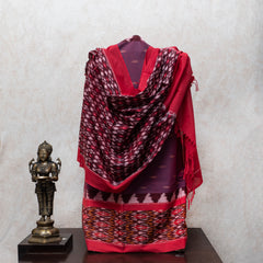 Pure Handloom Ikkat Kurta Fabric With Ikkat Dupatta