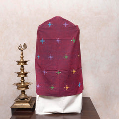 Rust Maroon & Indigo Handloom Kala Cotton Suit Set with Multicolour Mirror Embroidery