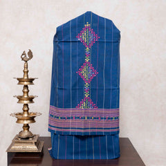 Handloom Kala Cotton Kurta Fabric With Mirror Work, Handloom Kala Cotton Bottom & Handloom Kala Cotton Designer Dupatta