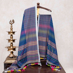 Handloom Kala Cotton Kurta Fabric With Mirror Work, Handloom Kala Cotton Bottom & Handloom Kala Cotton Designer Dupatta