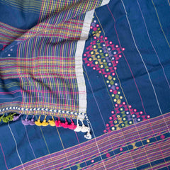 Handloom Kala Cotton Kurta Fabric With Mirror Work, Handloom Kala Cotton Bottom & Handloom Kala Cotton Designer Dupatta