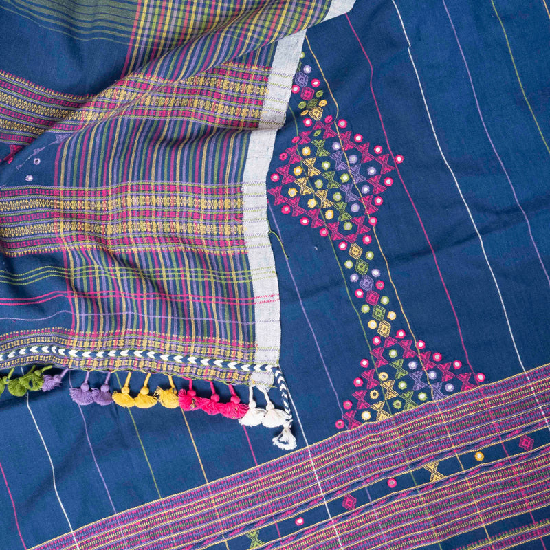 Handloom Kala Cotton Kurta Fabric With Mirror Work, Handloom Kala Cotton Bottom & Handloom Kala Cotton Designer Dupatta
