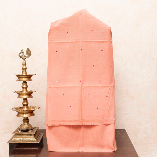 Handloom Kala Cotton Kurta Fabric With Mirror Work, Bottom Fabric & Handloom Kala Cotton Dupatta