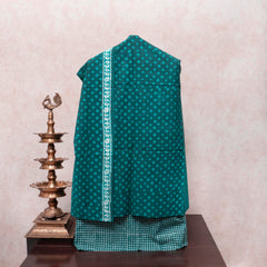 Teal Tapestry Handblock Cotton Suit Set with Kota Doria Dupatta