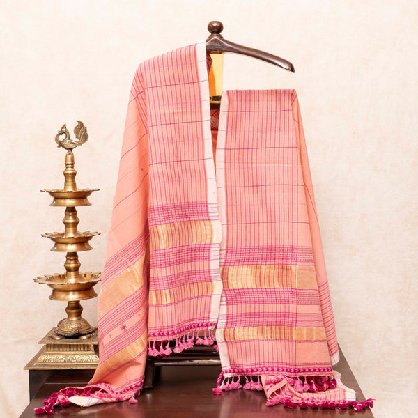 Handloom Kala Cotton Kurta Fabric With Mirror Work, Bottom Fabric & Handloom Kala Cotton Dupatta