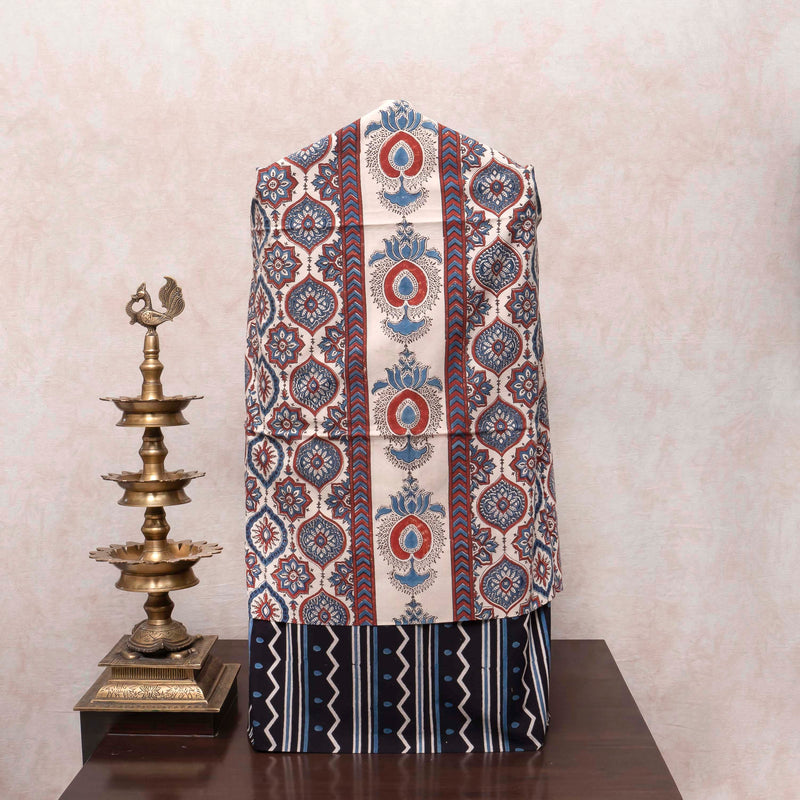 Royal Lotus Handblock Ajrakh Cotton Suit Set